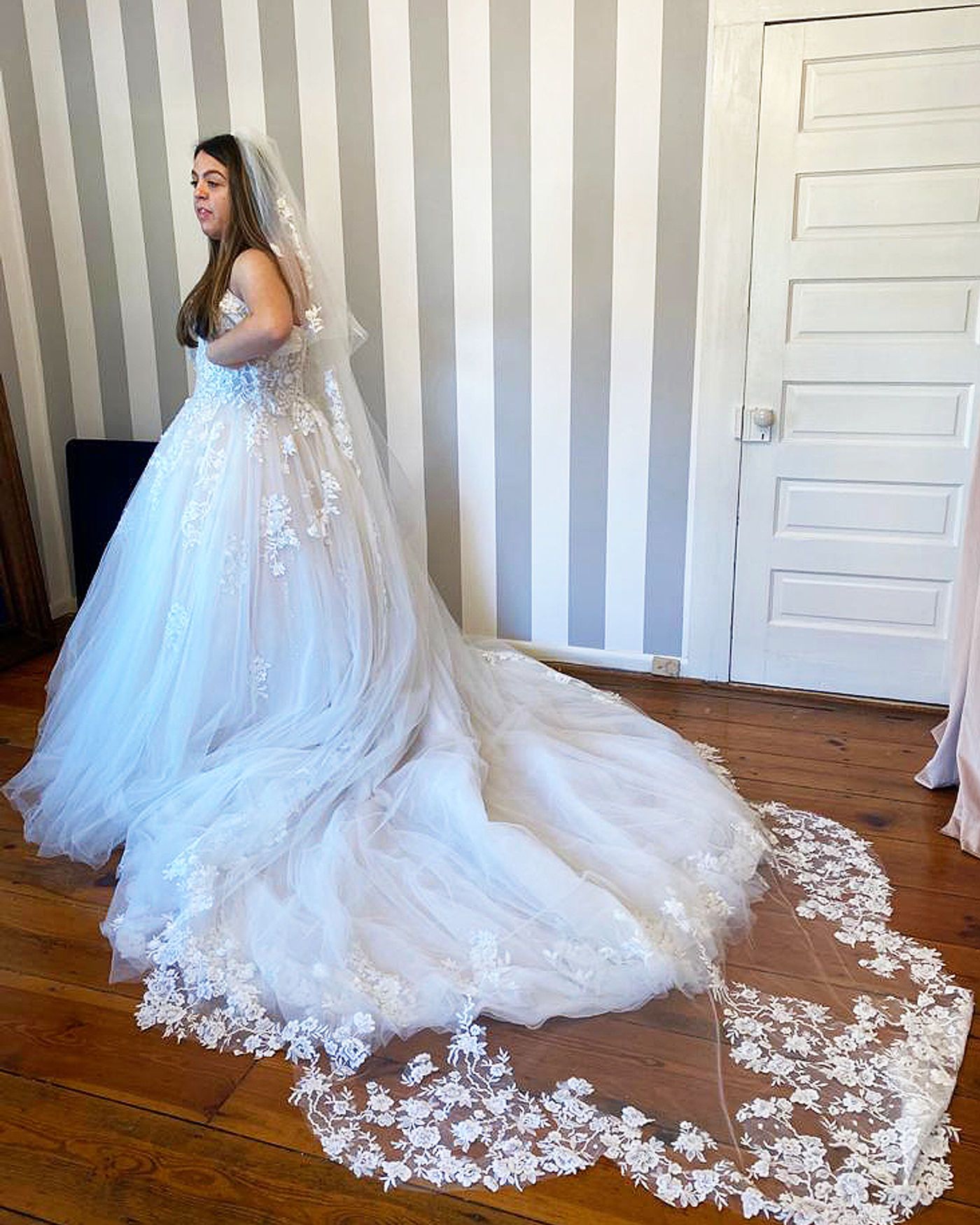 Wedding gown straps re-set and shortened for a secure shoulder line, Sandy Springs, Georgia